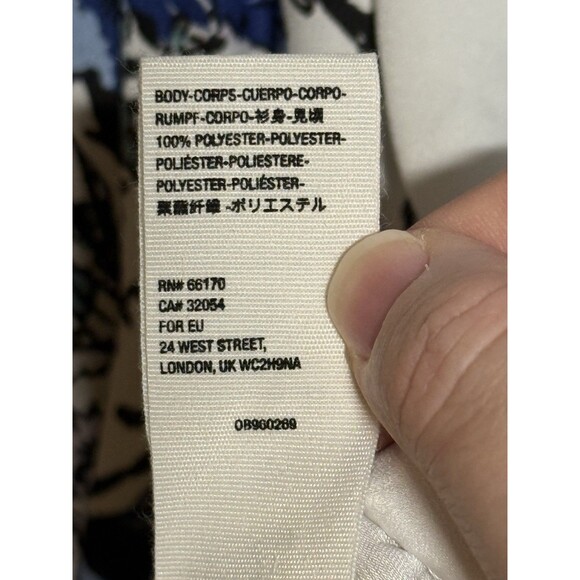 Free People Blue White Positano Print Peasant Floral Boho Blouse L/G, MSRP $128 - Picture 15 of 15